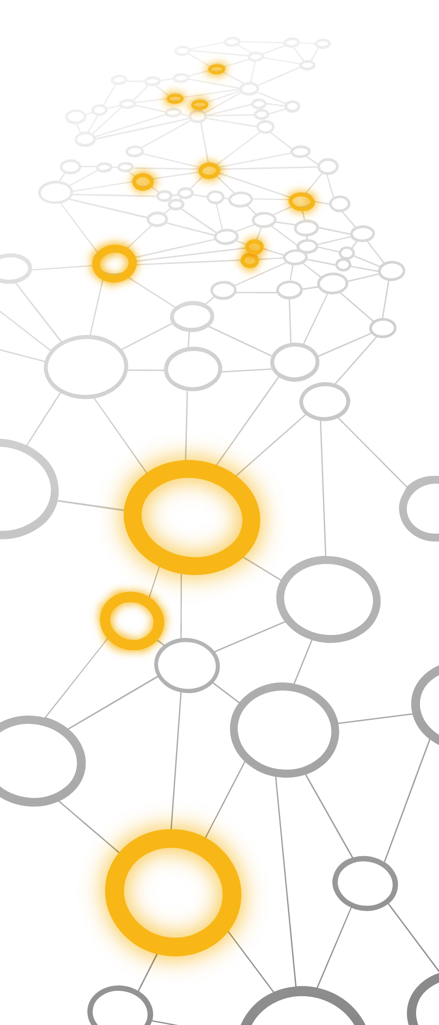 Abstract image featuring a network of interconnected circles and lines, reminiscent of the intricate pathways of Google Cloud. Yellow disks are distributed at various intersections and along the path, creating a flowing pattern against a sleek black background.
