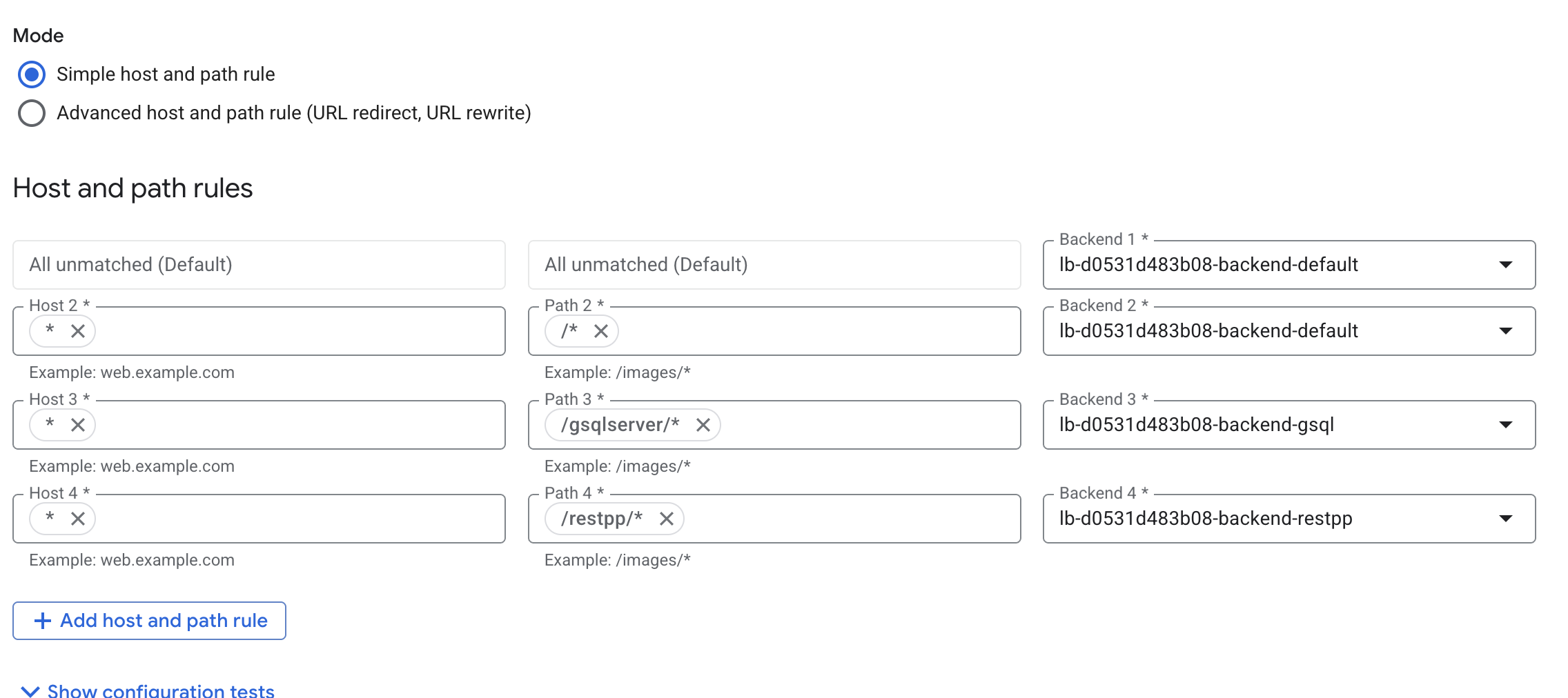 host and path rules