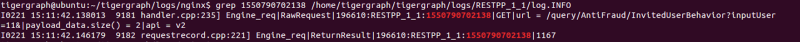 terminal restpp log grep