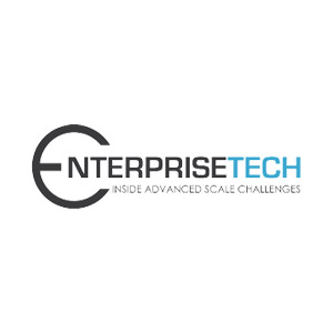 Logo for EnterpriseTech with a stylized E in black. The text reads EnterpriseTech with Enterprise in gray and Tech in light blue. Below, the phrase Inside Advanced Scale Challenges is written in smaller gray text.