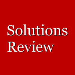 Red background with the words Solutions Review in white text centered in the image.