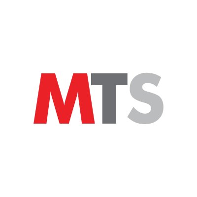Bold letters MTS on a white background. M and T are in red, and S is in gray.