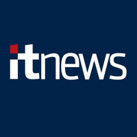 Logo with the text itnews in white lowercase letters on a dark blue background. The i has a red dot, adding contrast to the design.