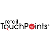 Logo of Retail TouchPoints with the words in black font. The P in Points is red with a shopping cart icon inside it, symbolizing protection against ecommerce fraud. A red arrow intersects the R in retail, pointing at the P.