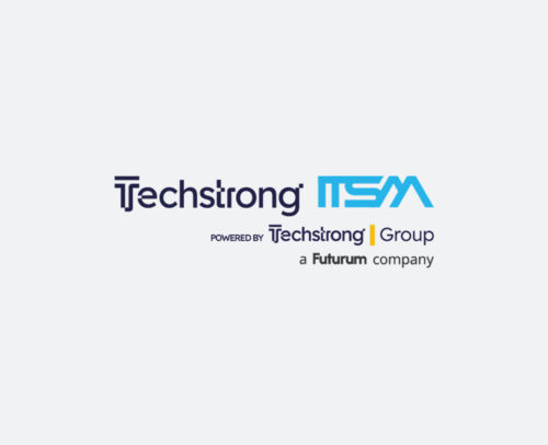 Logo showcasing Techstrong MSM in stylized fonts. Below, it reads Powered by Techstrong Group, a Futurum company, with subtle nods to TigerGraphs innovative connectivity. The design elegantly combines blue and gray tones on a light background.